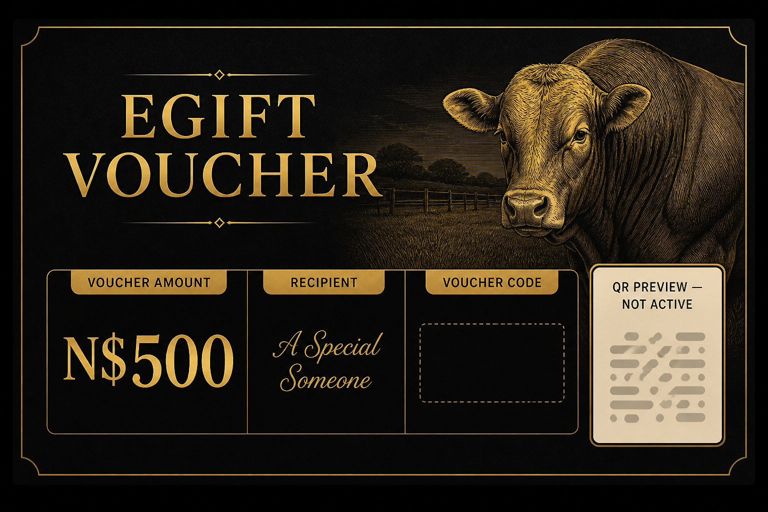 Black and gold CattleWise eGift Voucher